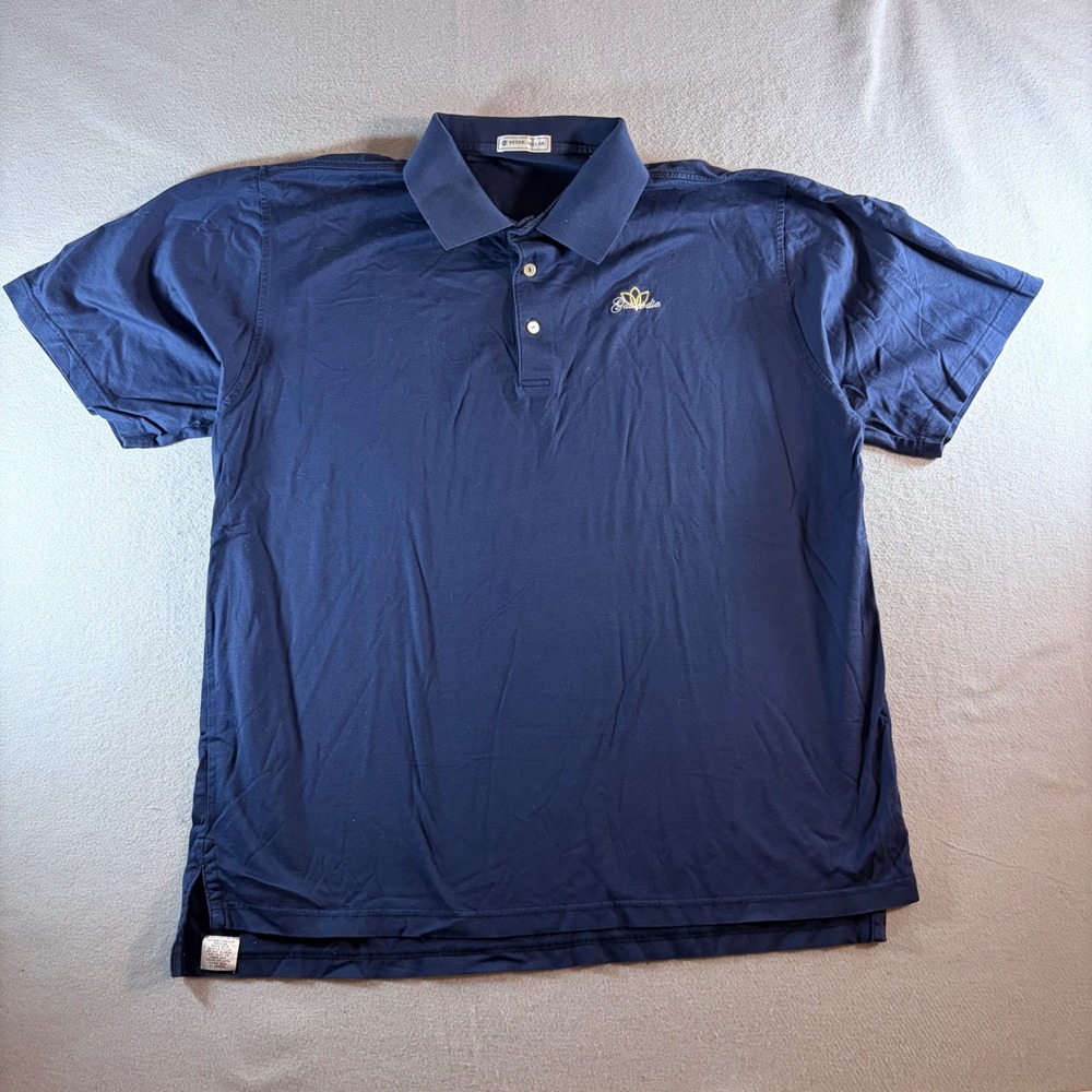Peter Millar Mens XL Navy Blue Gaillardia Country‎ Club Cotton Polo Shirt